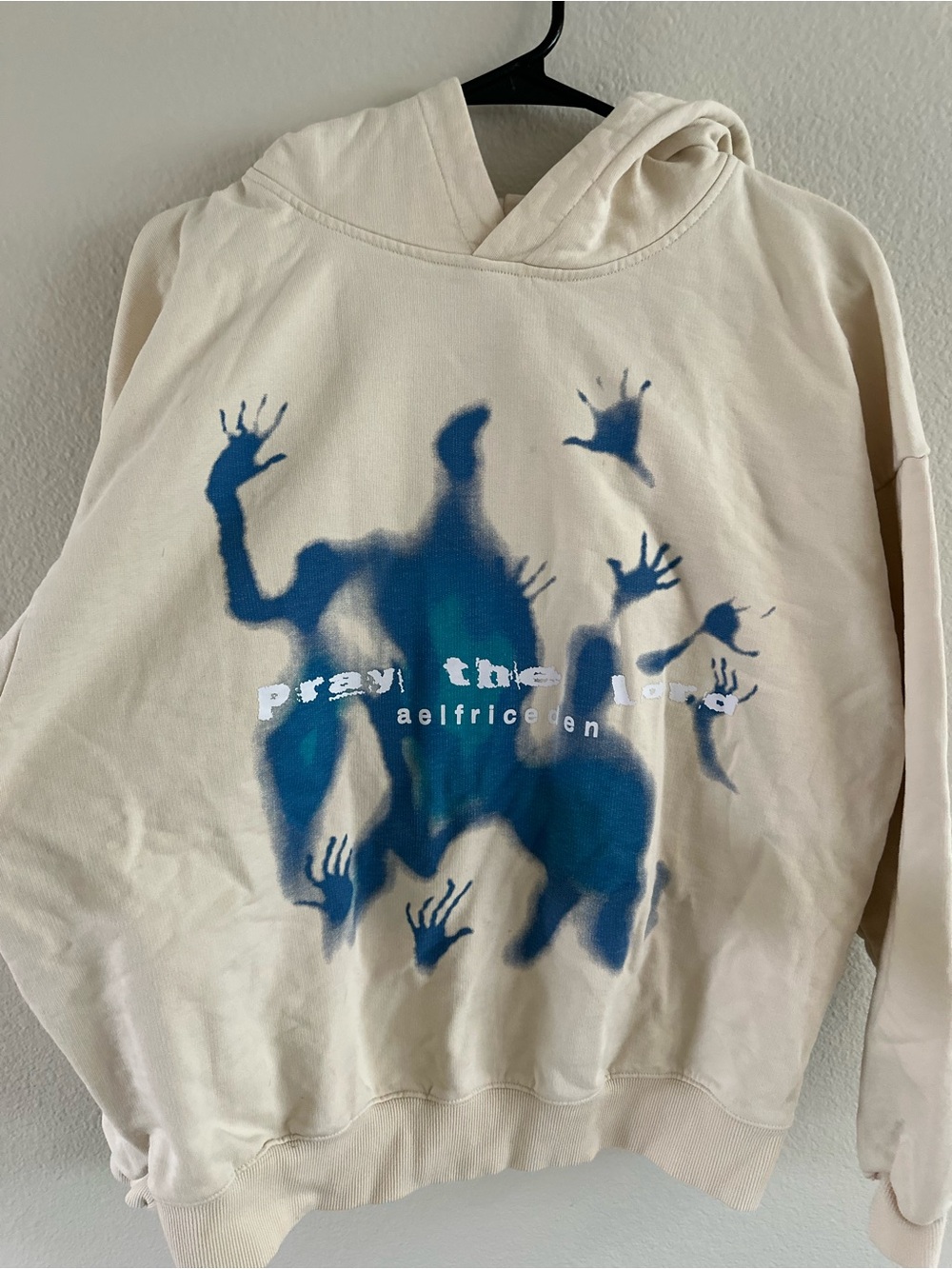 Aelfric Eden Cream Hoodie with Blue Graphic